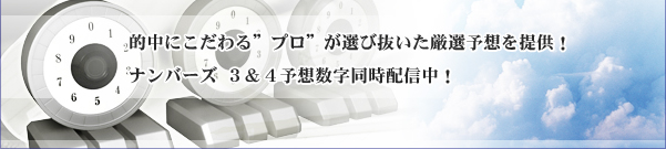 的中にこだわる”プロ”が選び抜いた厳選予想数字を提供!ナンバーズ 3,4 予想数字同時配信!